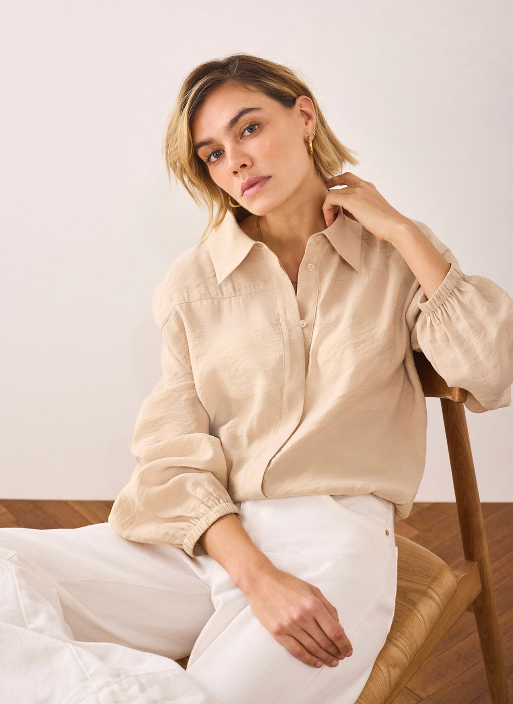 Neutral Long Sleeve Minimalist Shirt