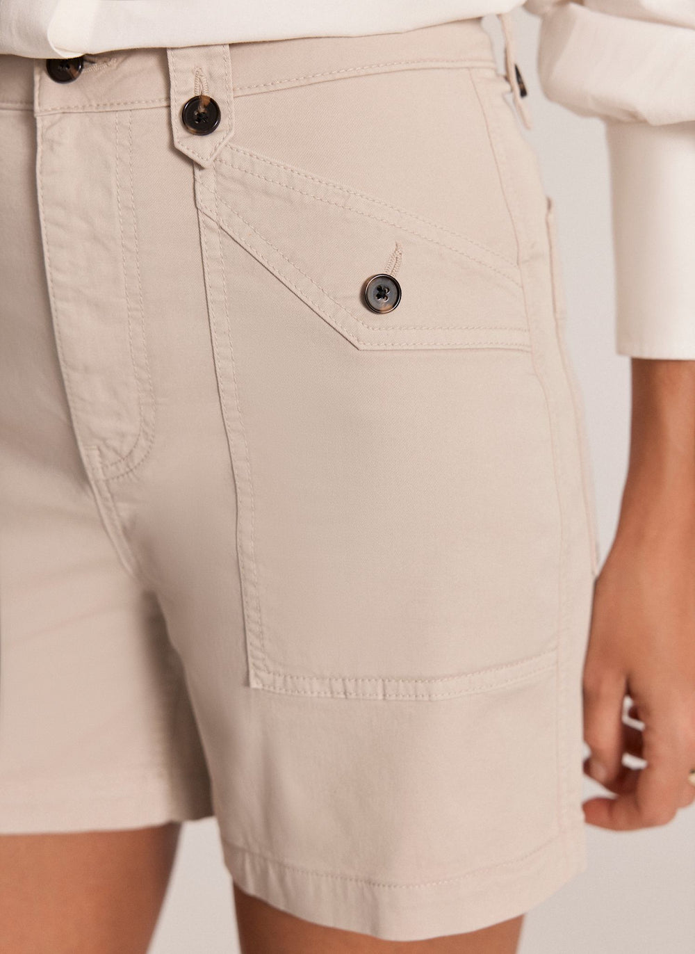 Neutral Cotton Chino Shorts