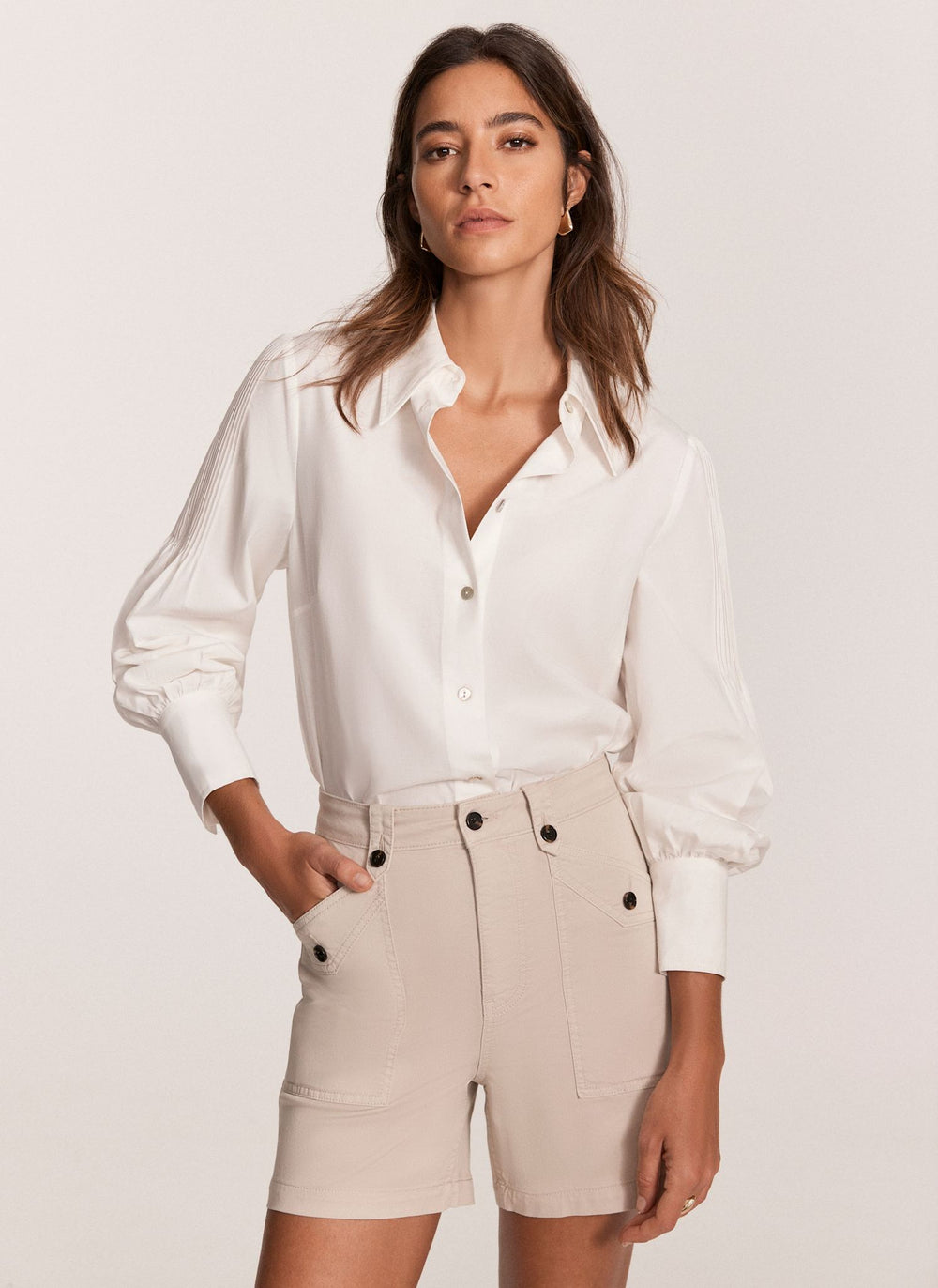 Neutral Cotton Chino Shorts