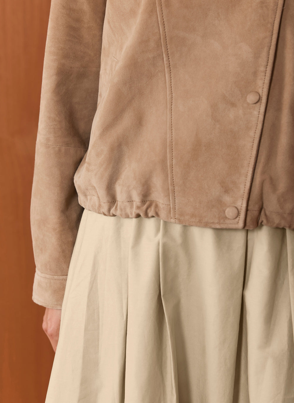 Neutral Cotton A Line Midi Skirt