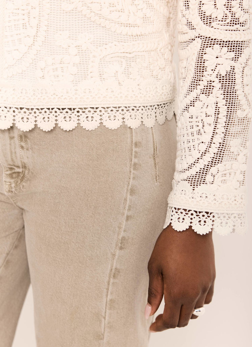 Neutral Crochet Paisley Jacket