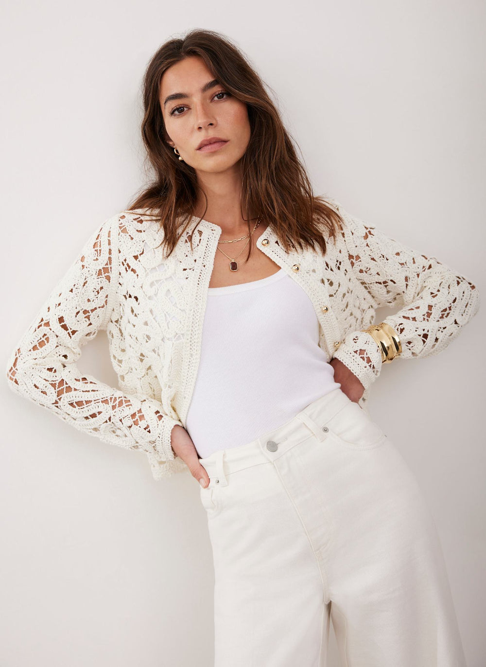Cream Crochet Knit Jacket