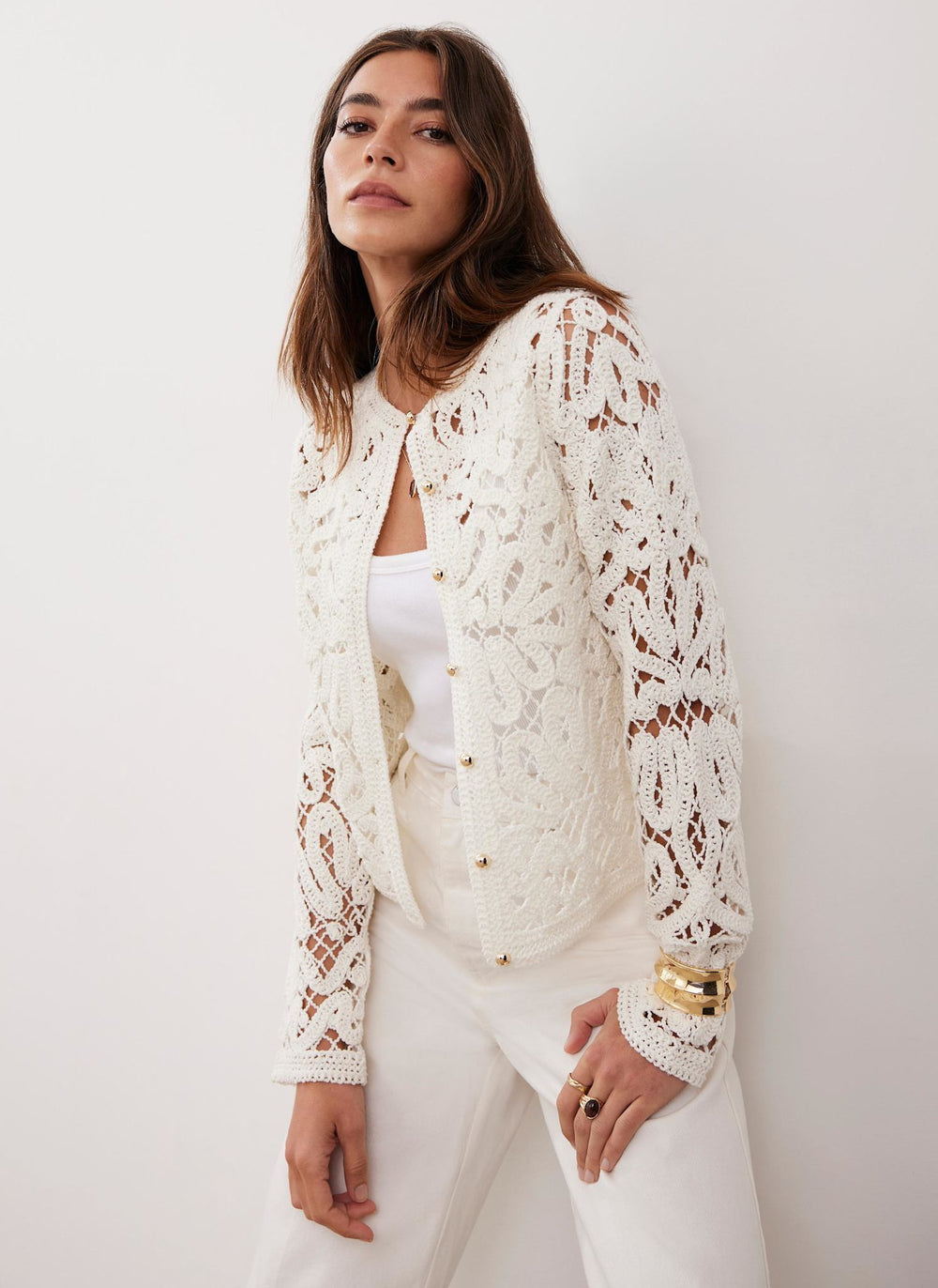 Cream Crochet Knit Jacket