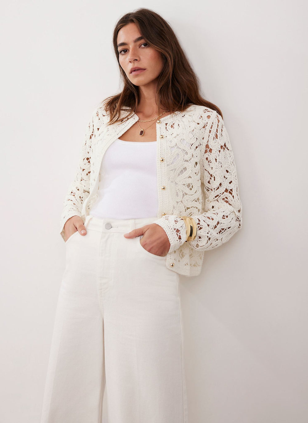 Cream Crochet Knit Jacket