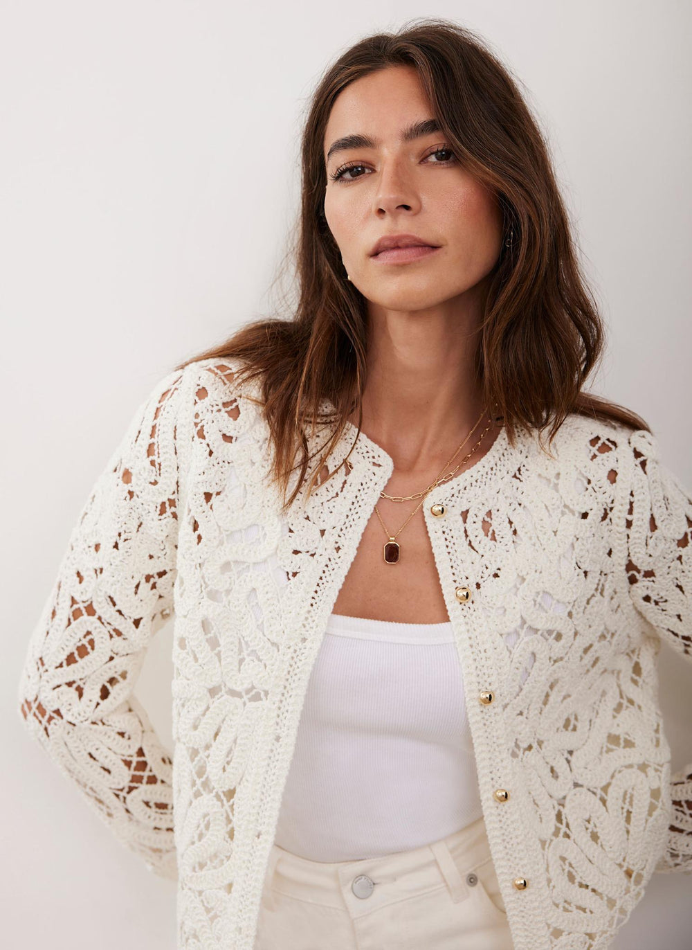 Cream Crochet Knit Jacket