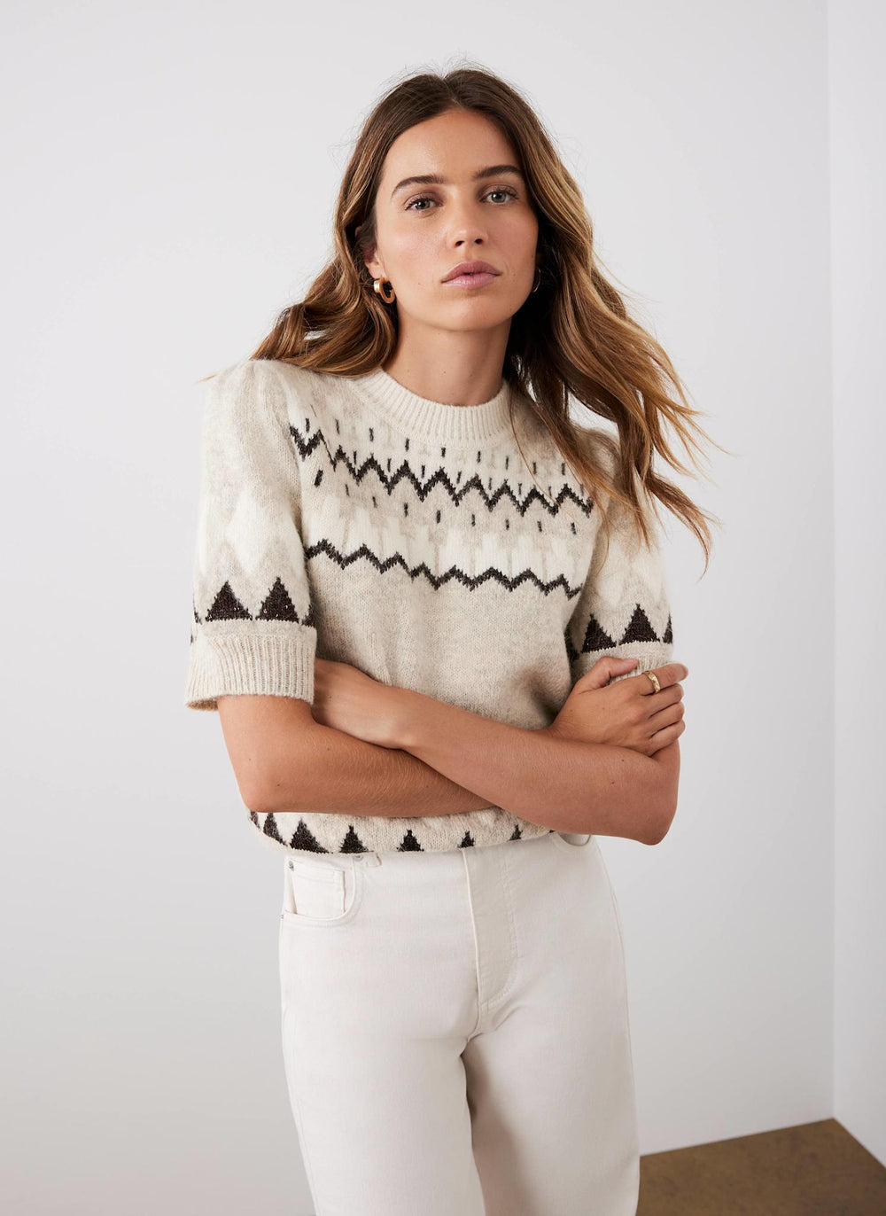 Neutral Fair Isle Knit Top
