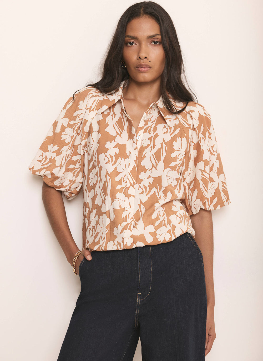 Neutral Floral Print Shirt