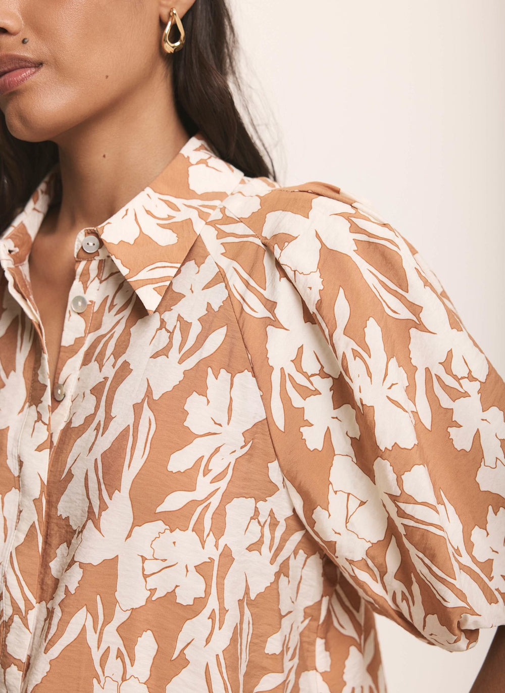 Neutral Floral Print Shirt