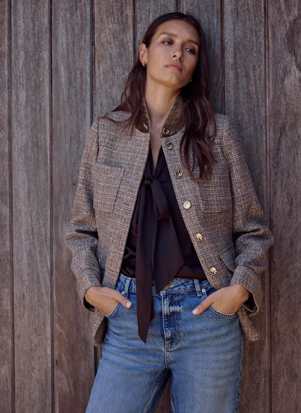 Neutral Wool Blend Heritage Jacket