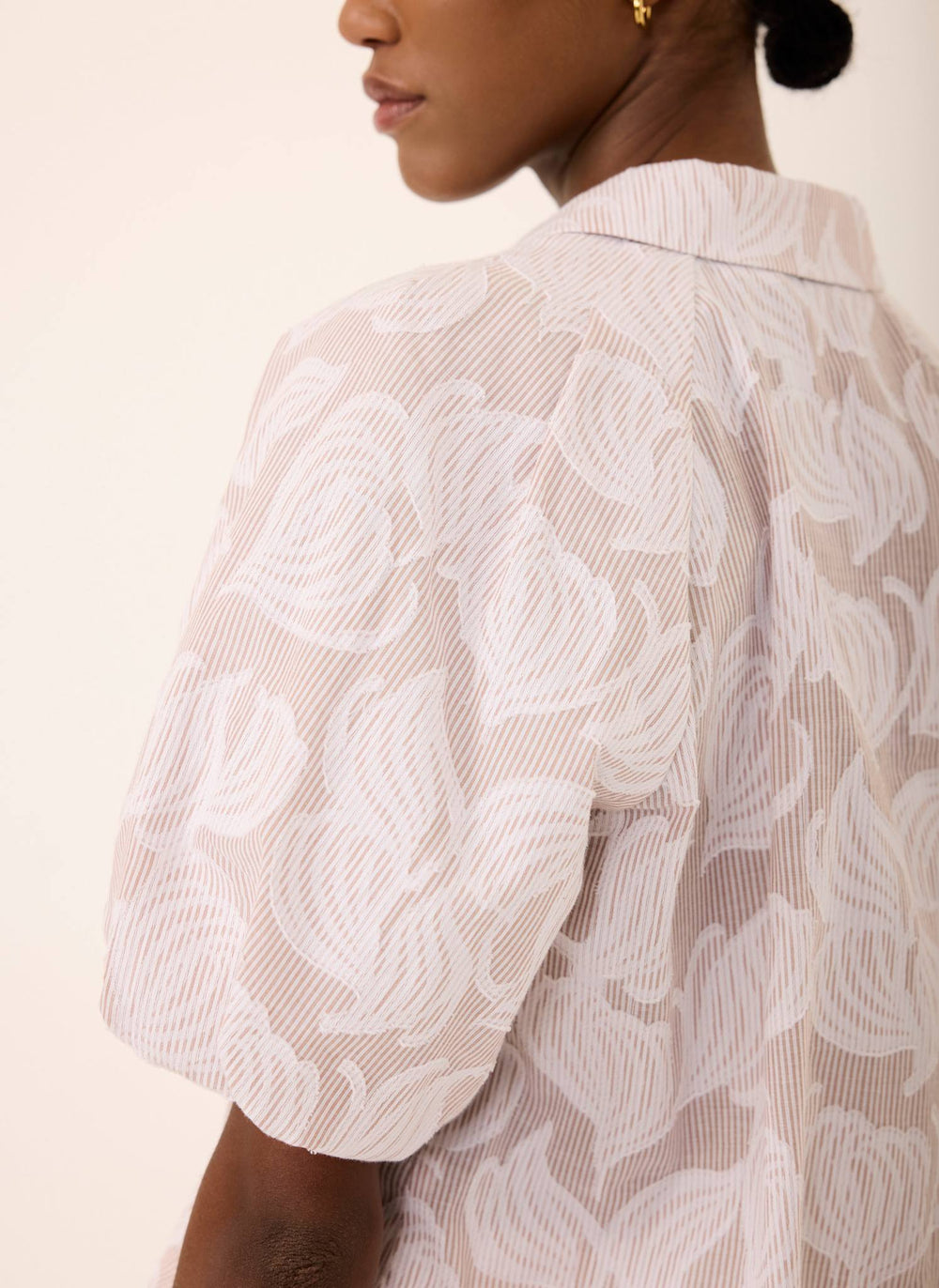 Neutral Cotton Jacquard Striped Shirt