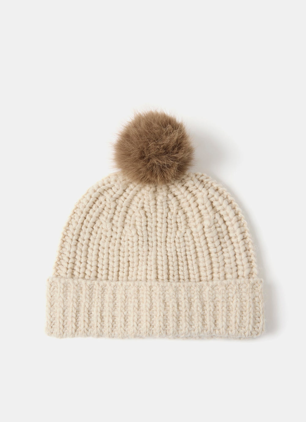 Neutral Knit Pom Pom Hat