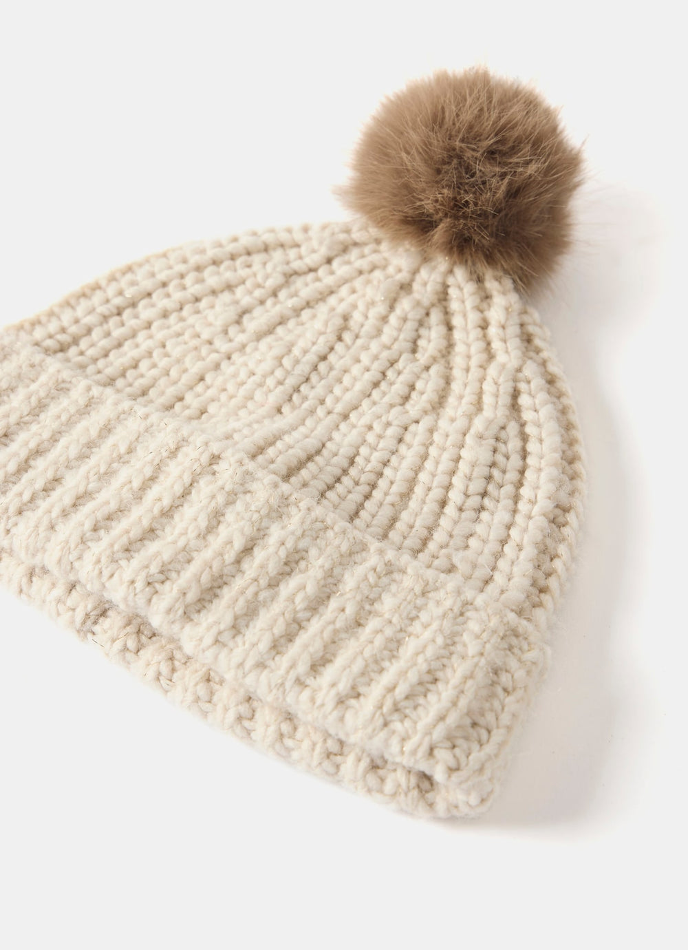 Neutral Knit Pom Pom Hat