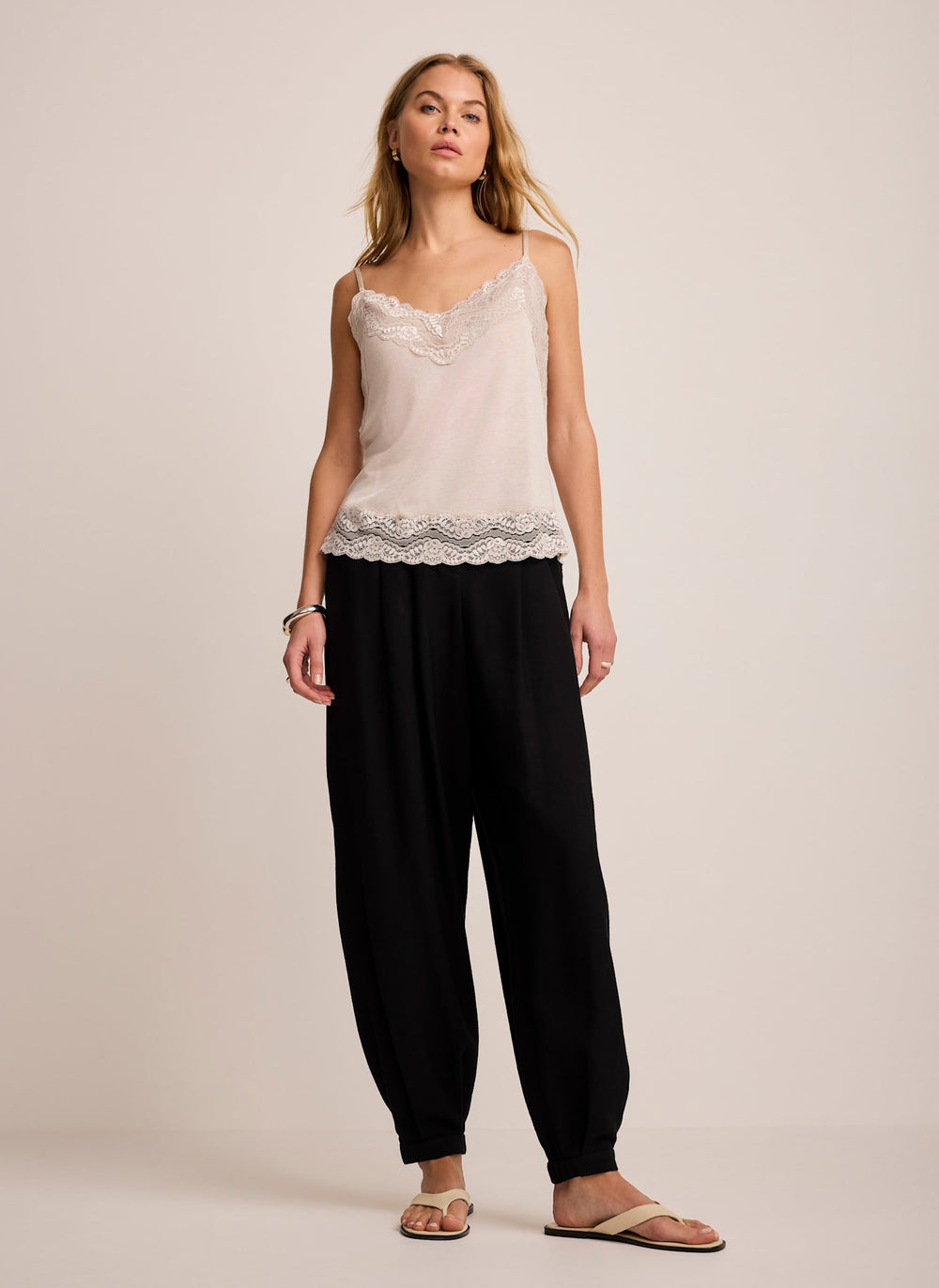 Neutral Lace Detail Camisole Top