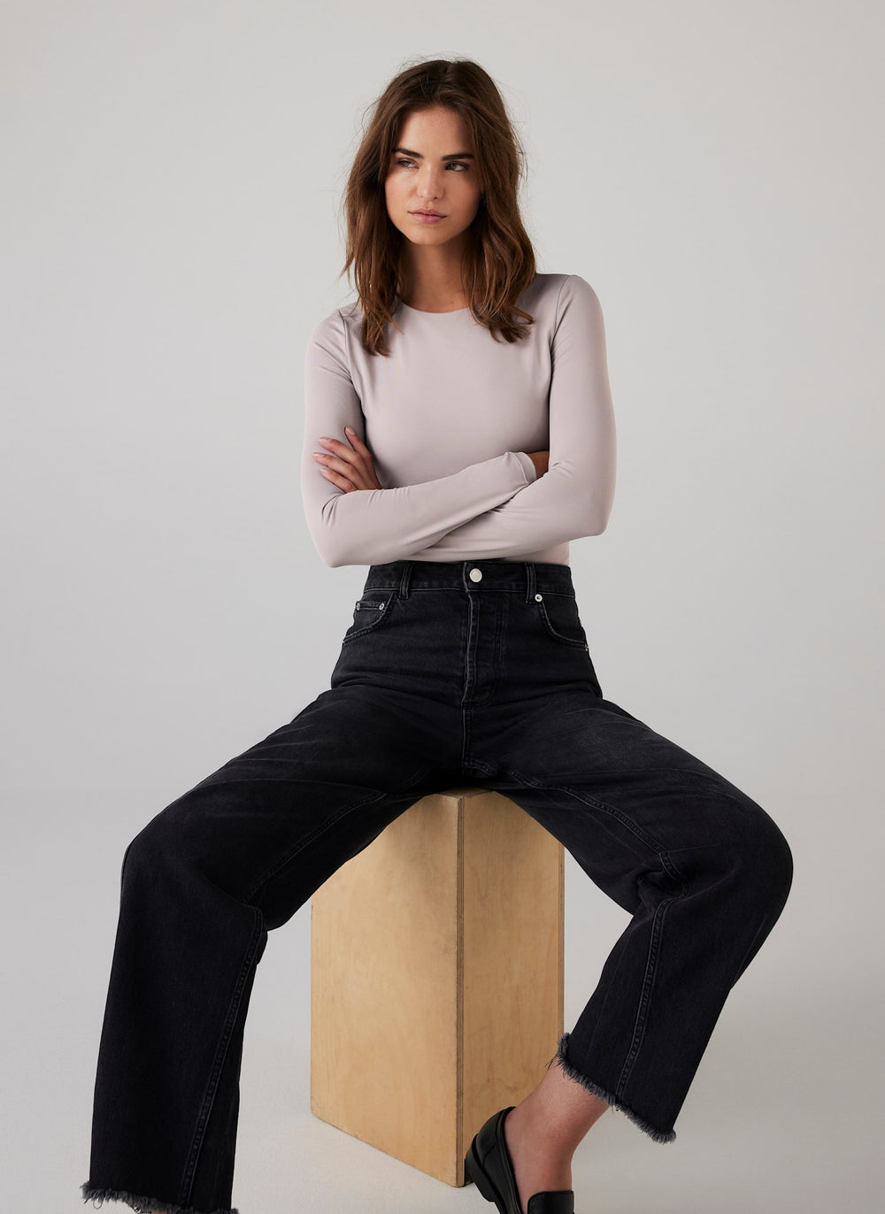 Neutral Long Sleeve Layering Top