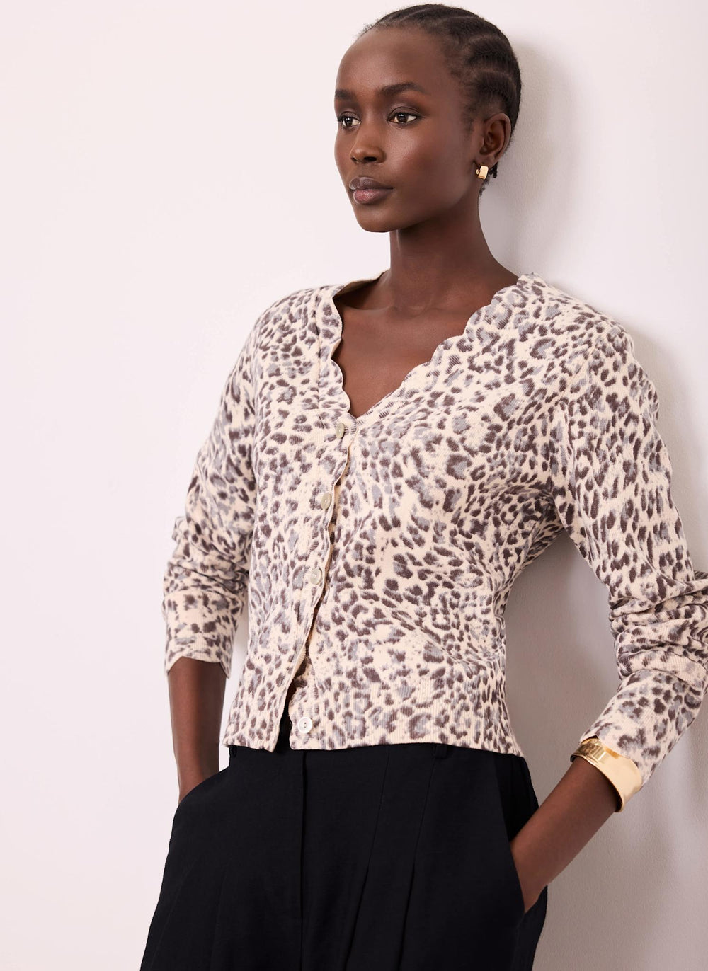 Leopard Print Cotton Cardigan