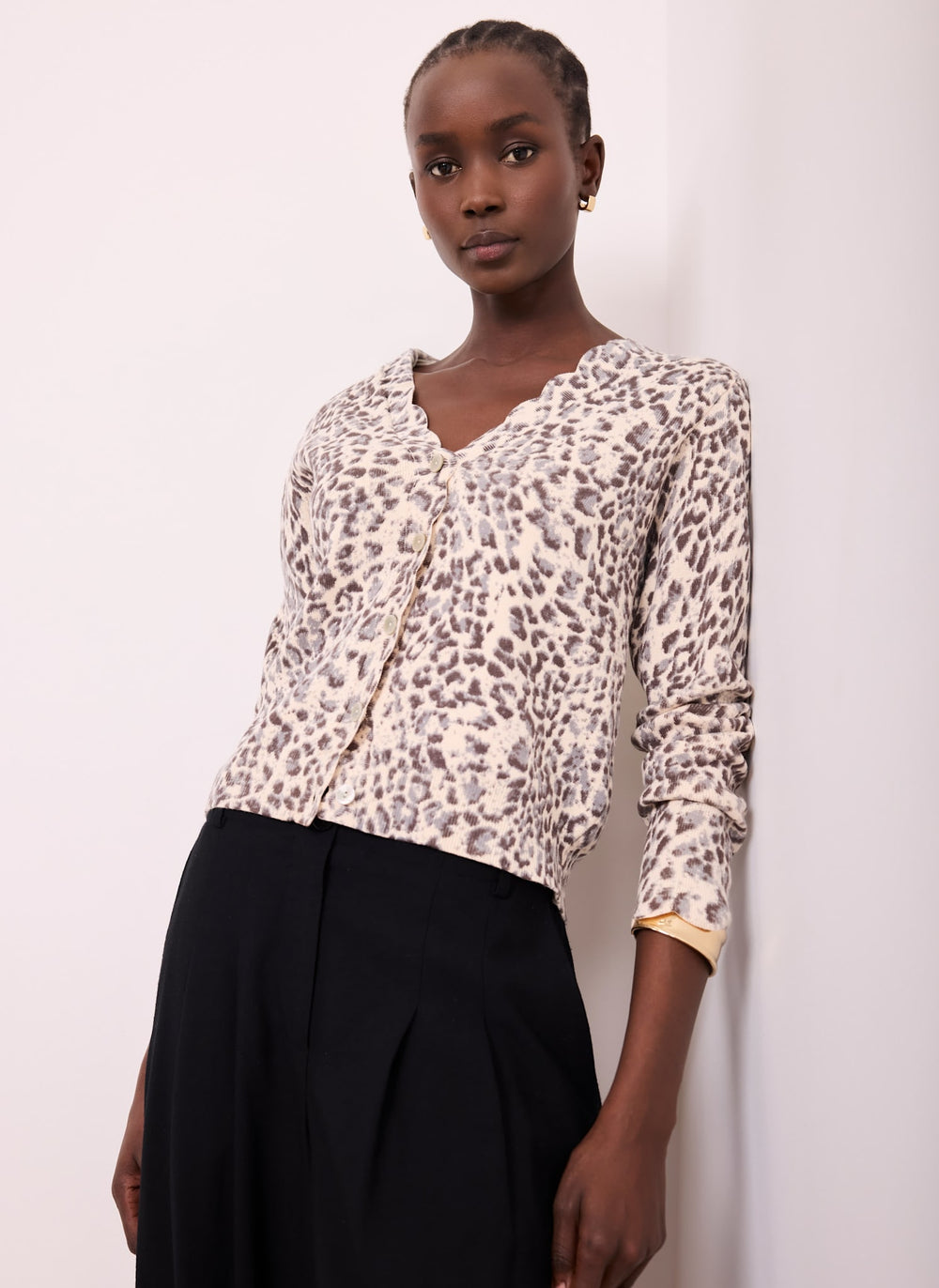 Leopard Print Cotton Cardigan