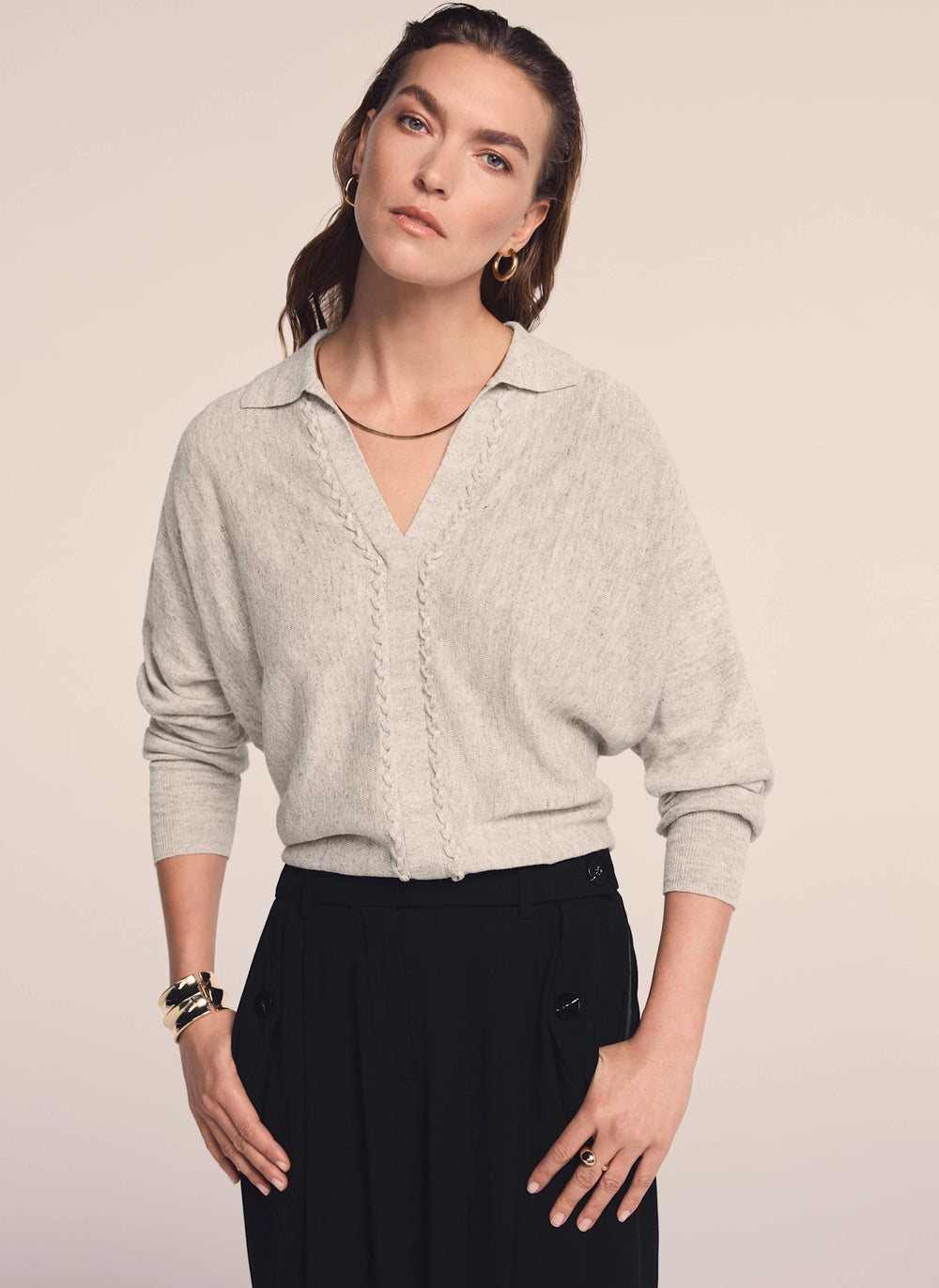 Neutral Linen Blend Knit Jumper