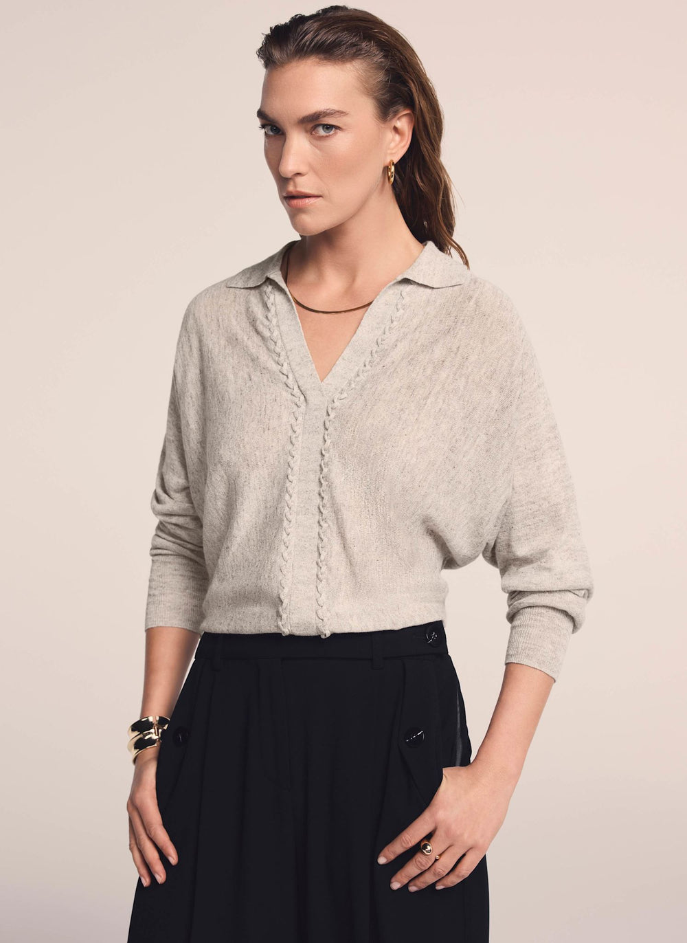 Neutral Linen Blend Knit Jumper