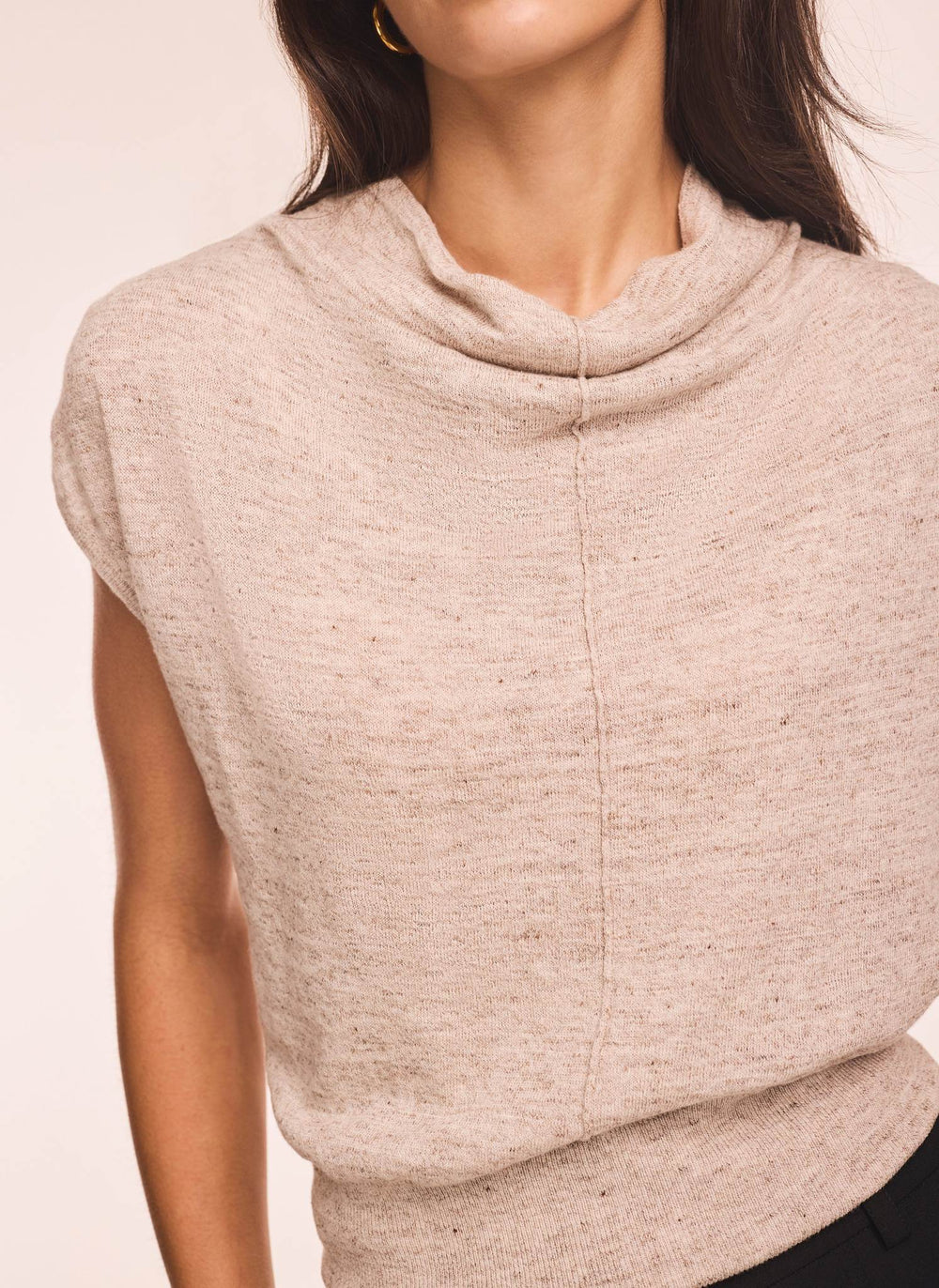 Neutral Linen Blend Sleeveless Knit Top