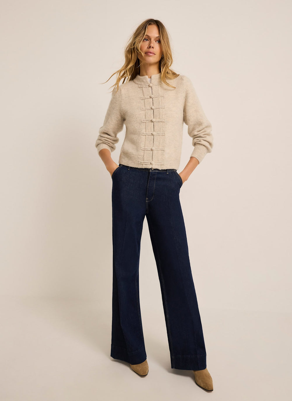 Neutral Knot Button Detail Cardigan