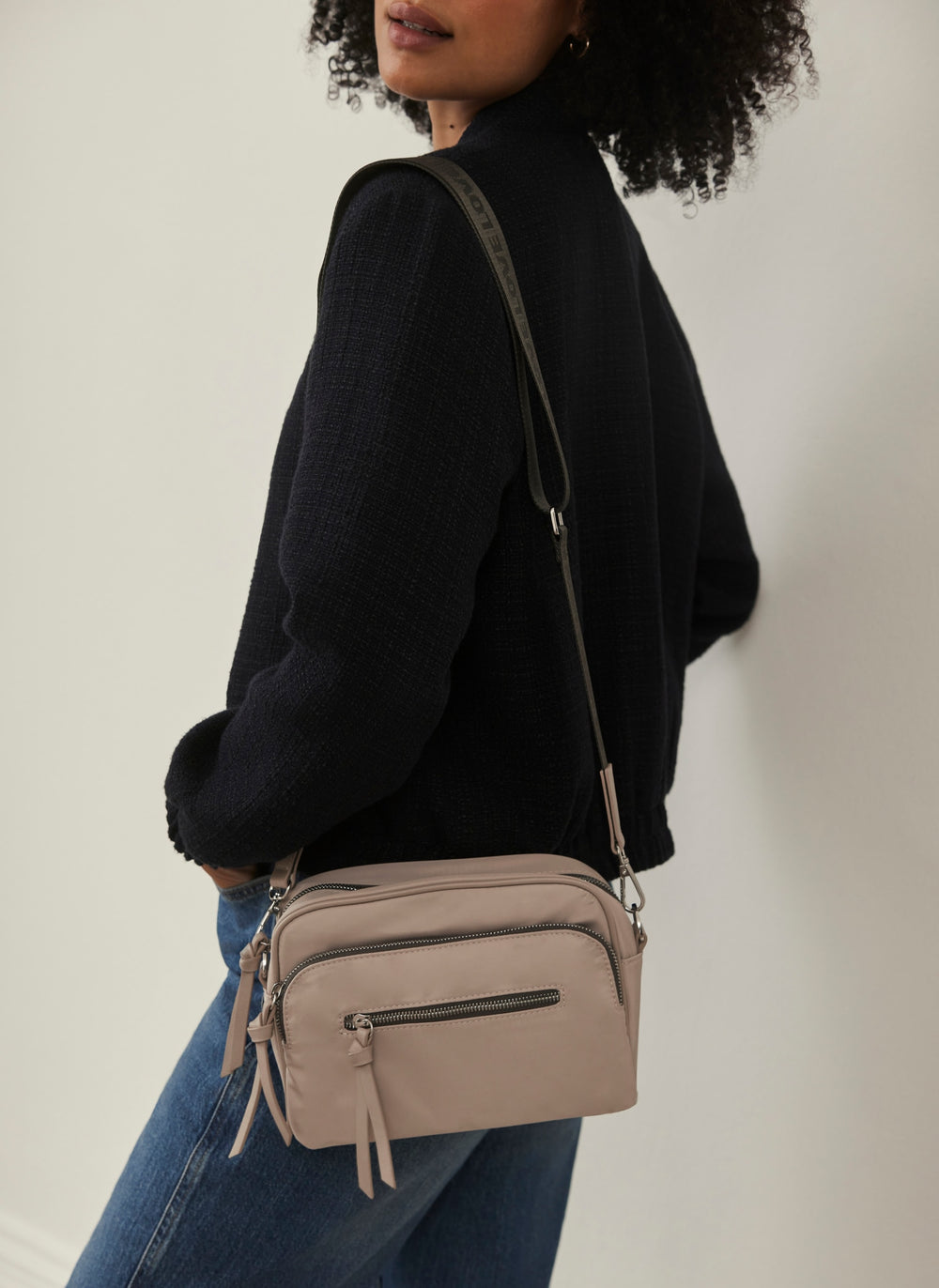 Neutral Nylon Crossbody Bag