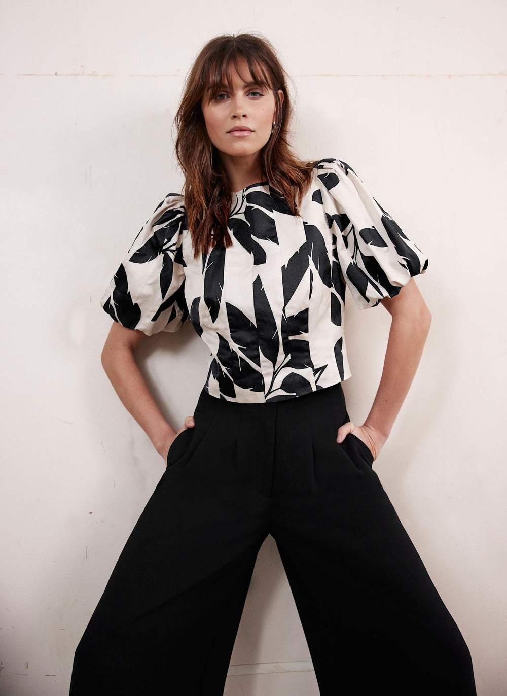 Neutral Palm Print Top