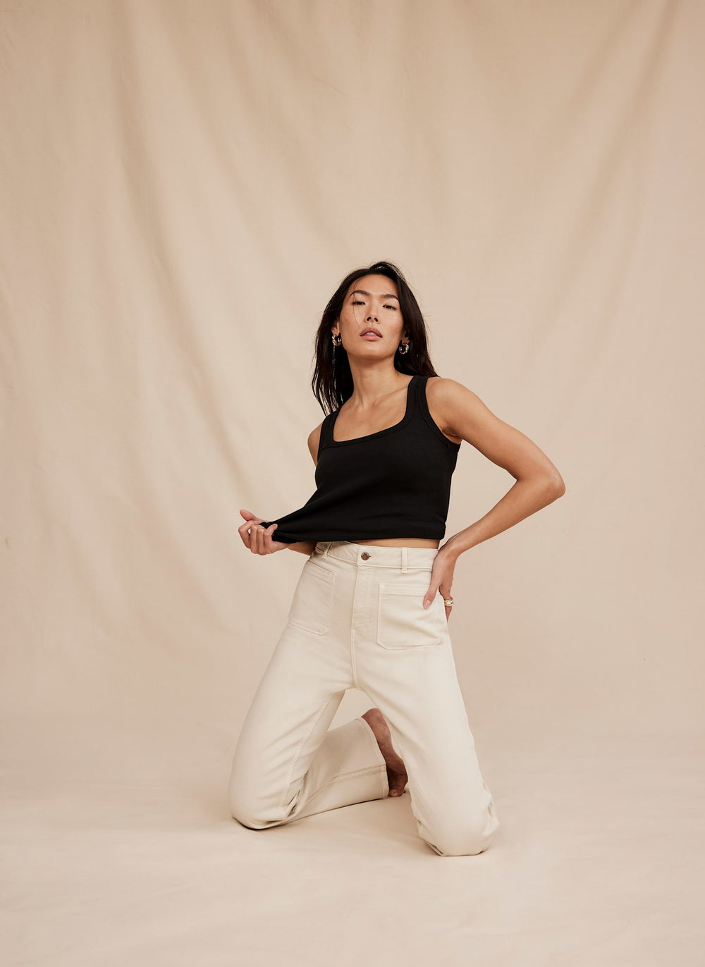 Neutral Wash Relaxed Bootcut Patch Pocket Jeans