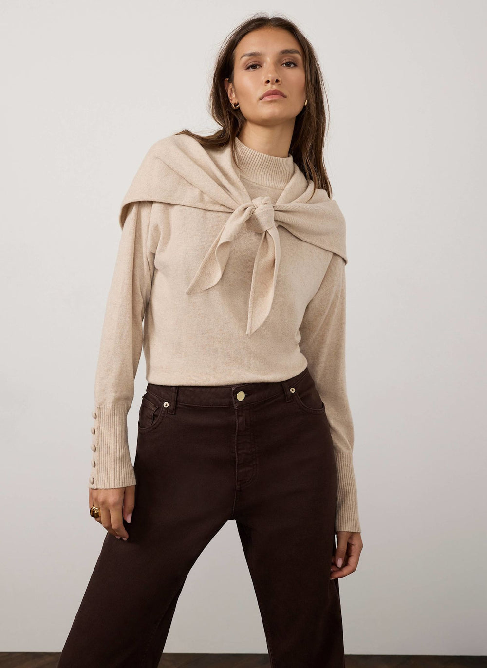 Neutral Scarf Detail Jumper