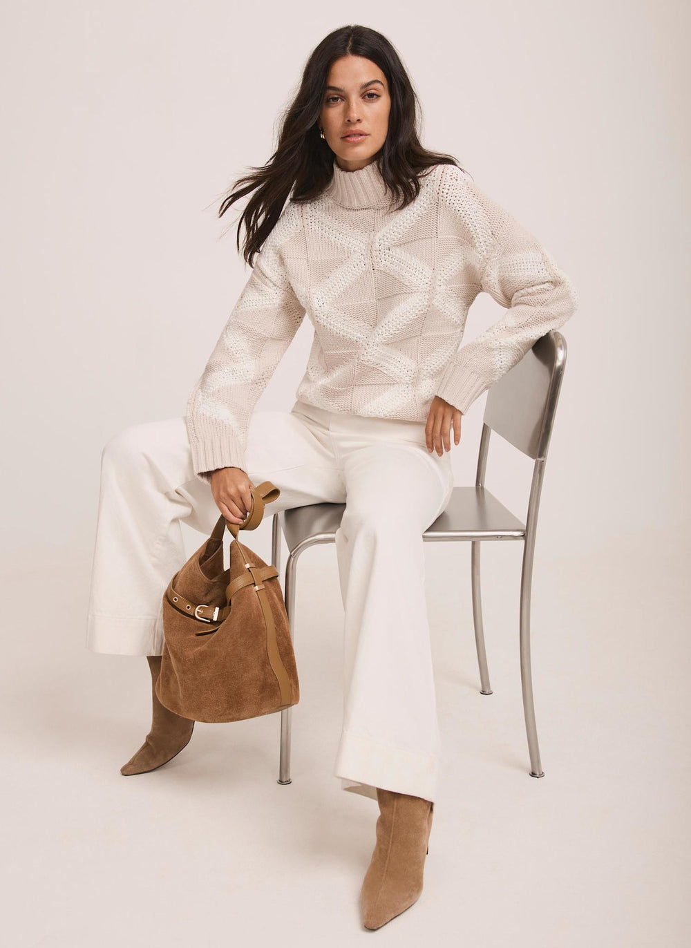 Neutral Sequin Cotton Blend Jumper