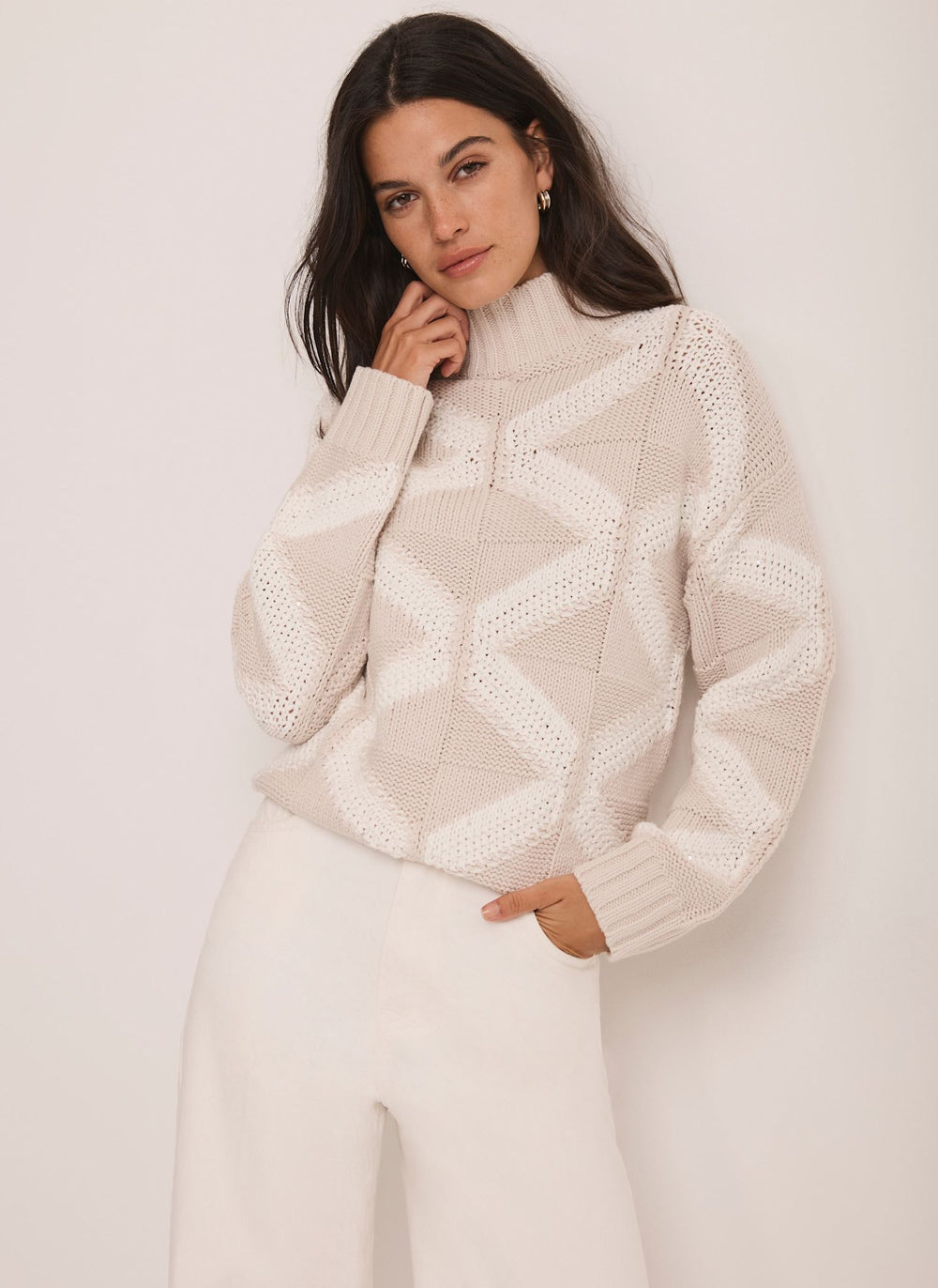 Neutral Sequin Cotton Blend Jumper