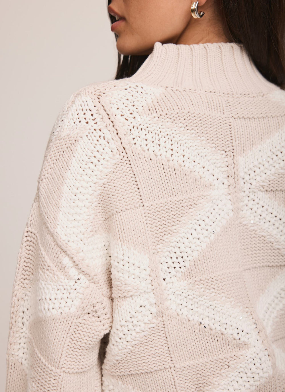 Neutral Sequin Cotton Blend Jumper