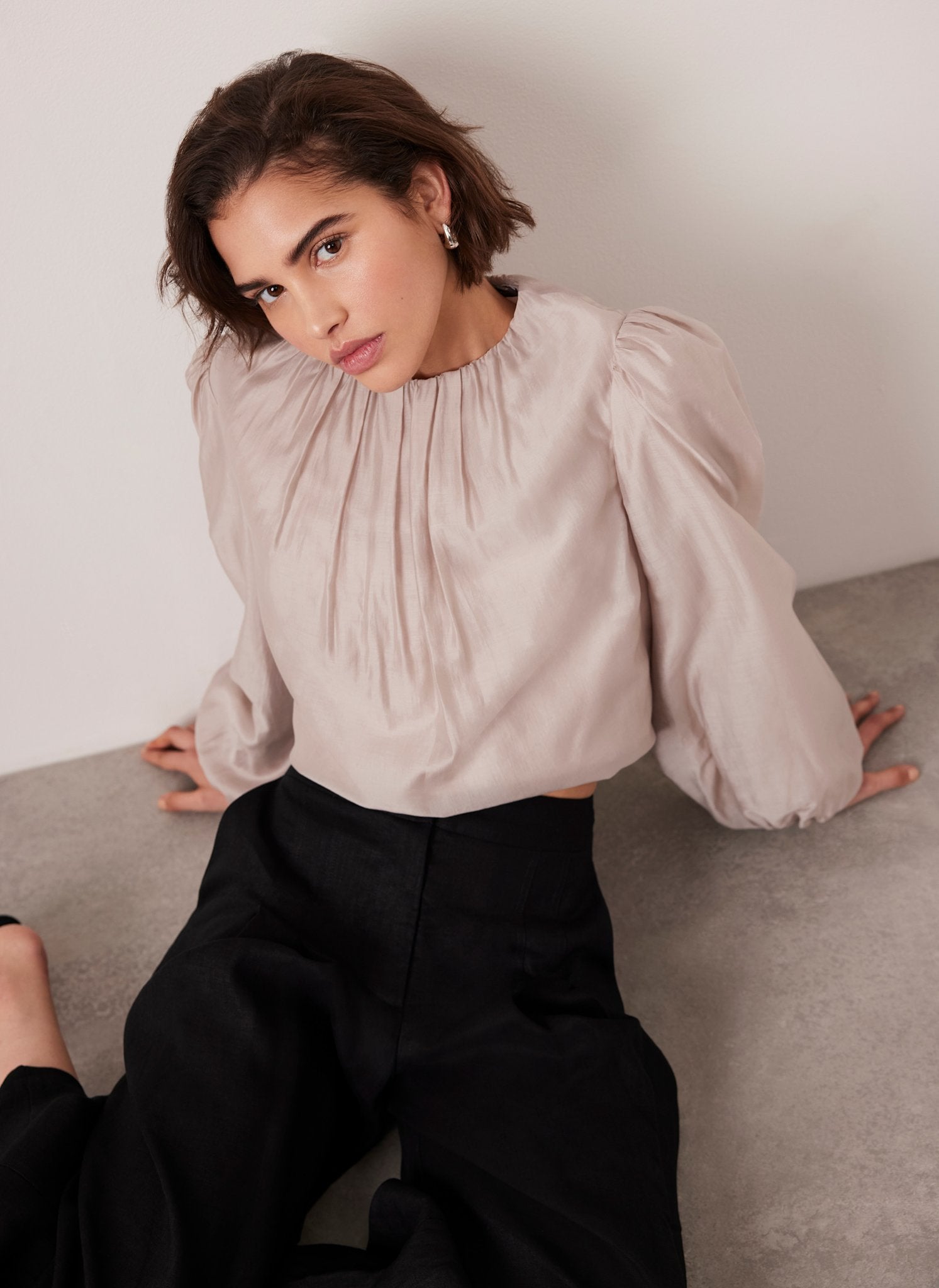 sheer puff sleeve blouse