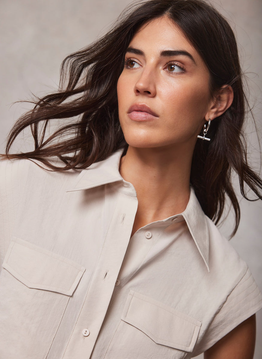 Neutral Sleeveless Utility Shirt Mint Velvet