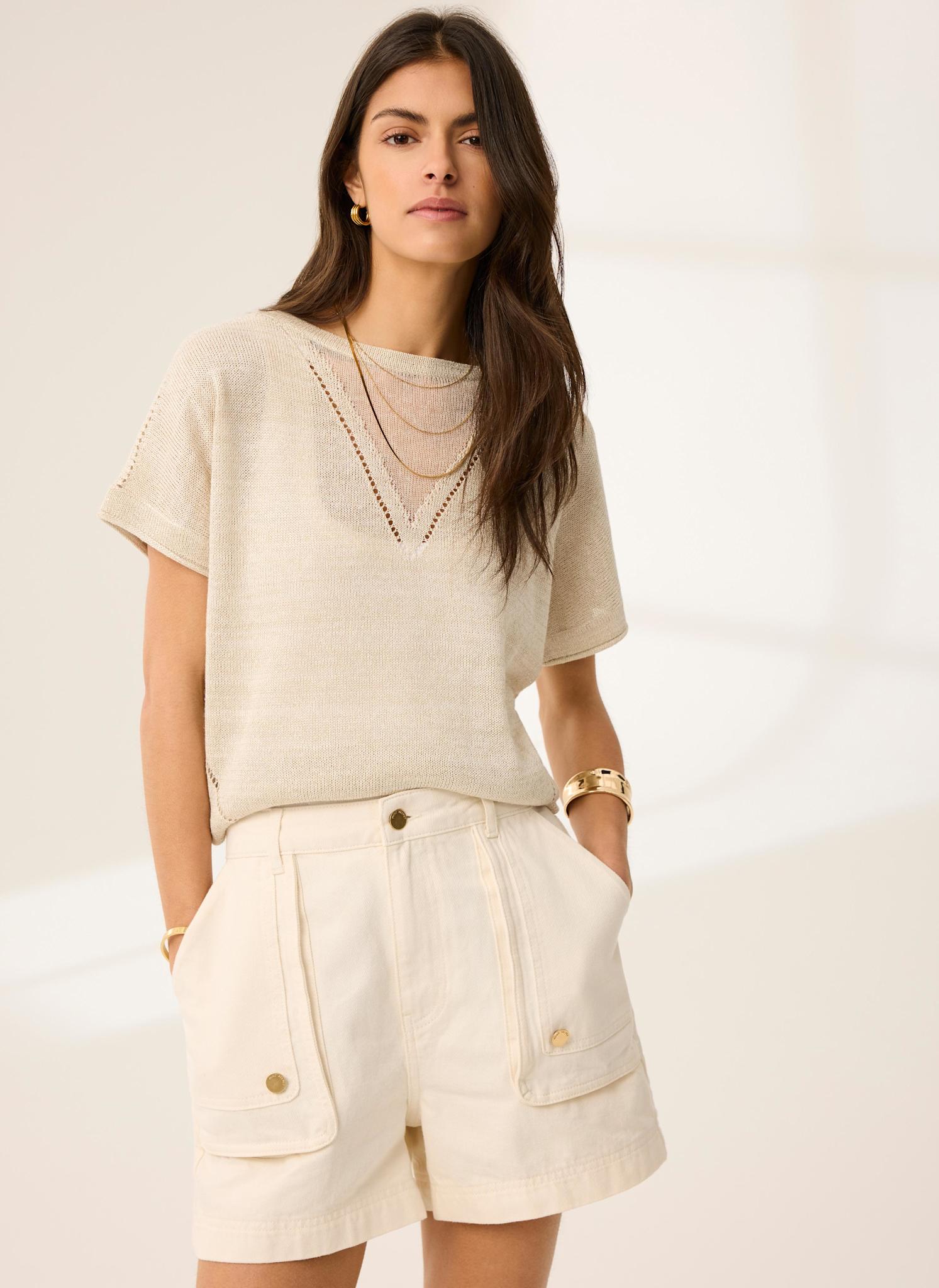 Neutral Metallic Knit Top – Mint Velvet