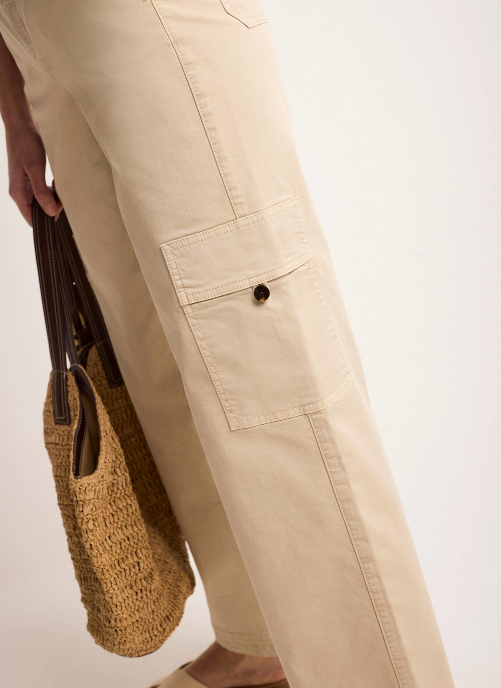 Neutral Straight Utility Chino Trousers