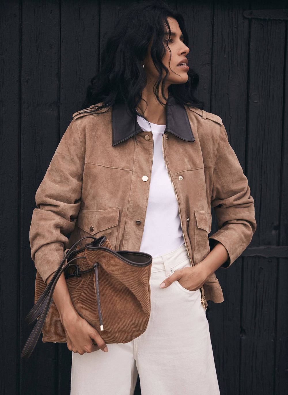 Neutral Suede Barn Jacket
