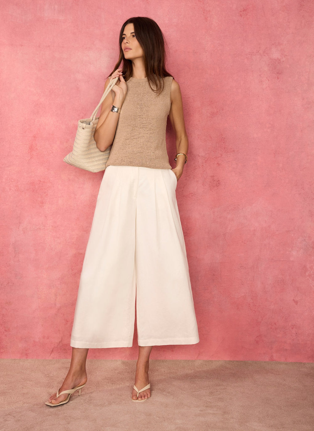 Brown Cotton Blend Knit Top