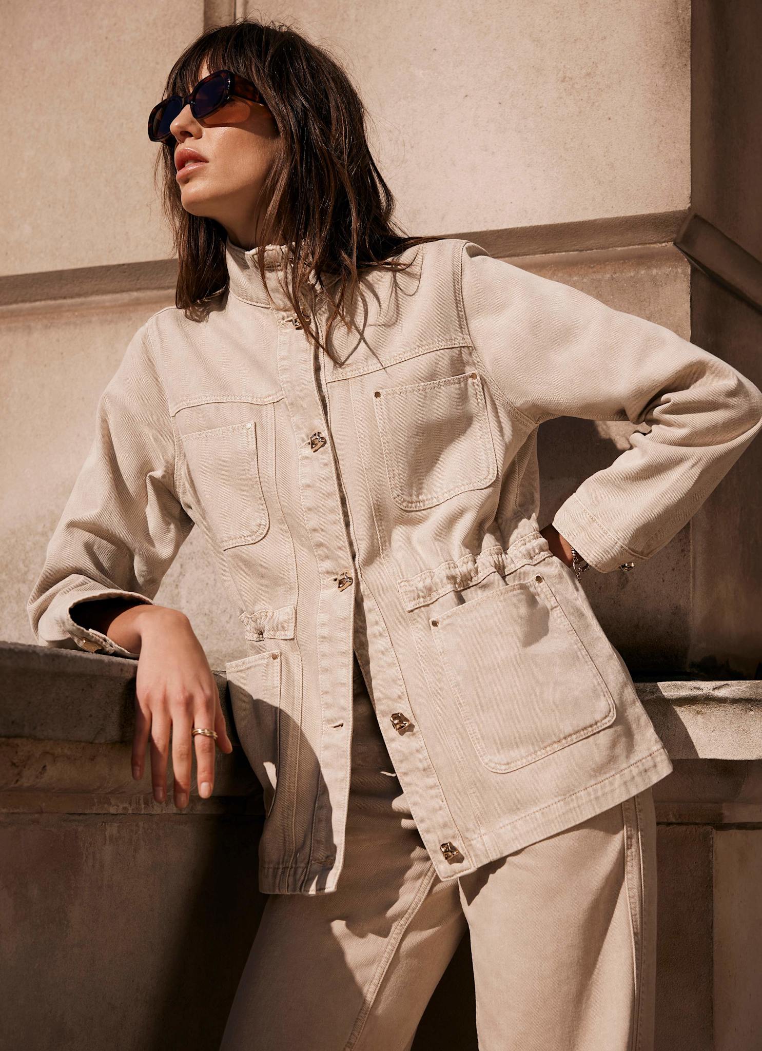 Denim Cargo Utility Jacket Navy Blue Cargo Jacket Womens Outlet