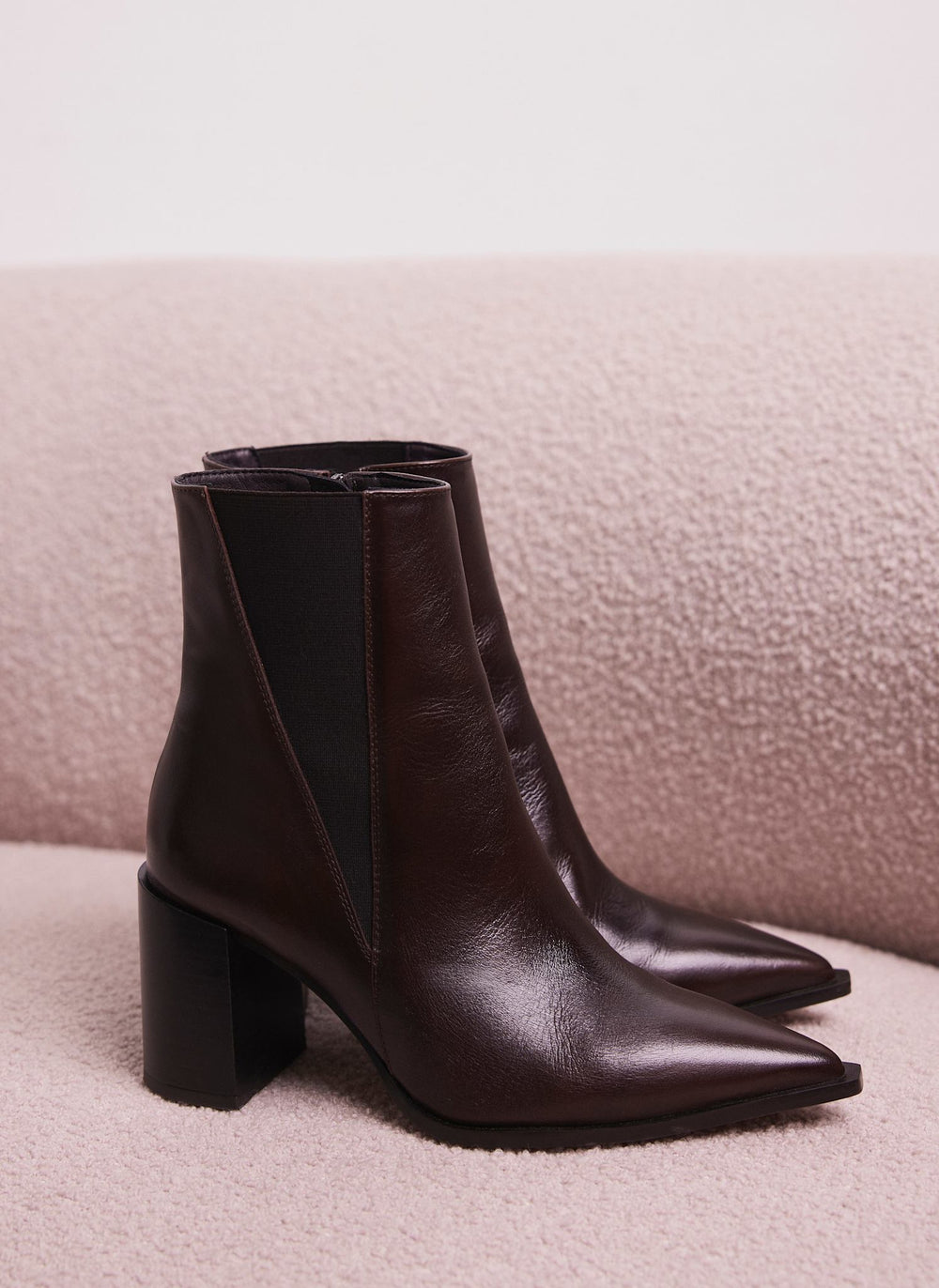 Noa Burgundy Patent Block Heel Boots