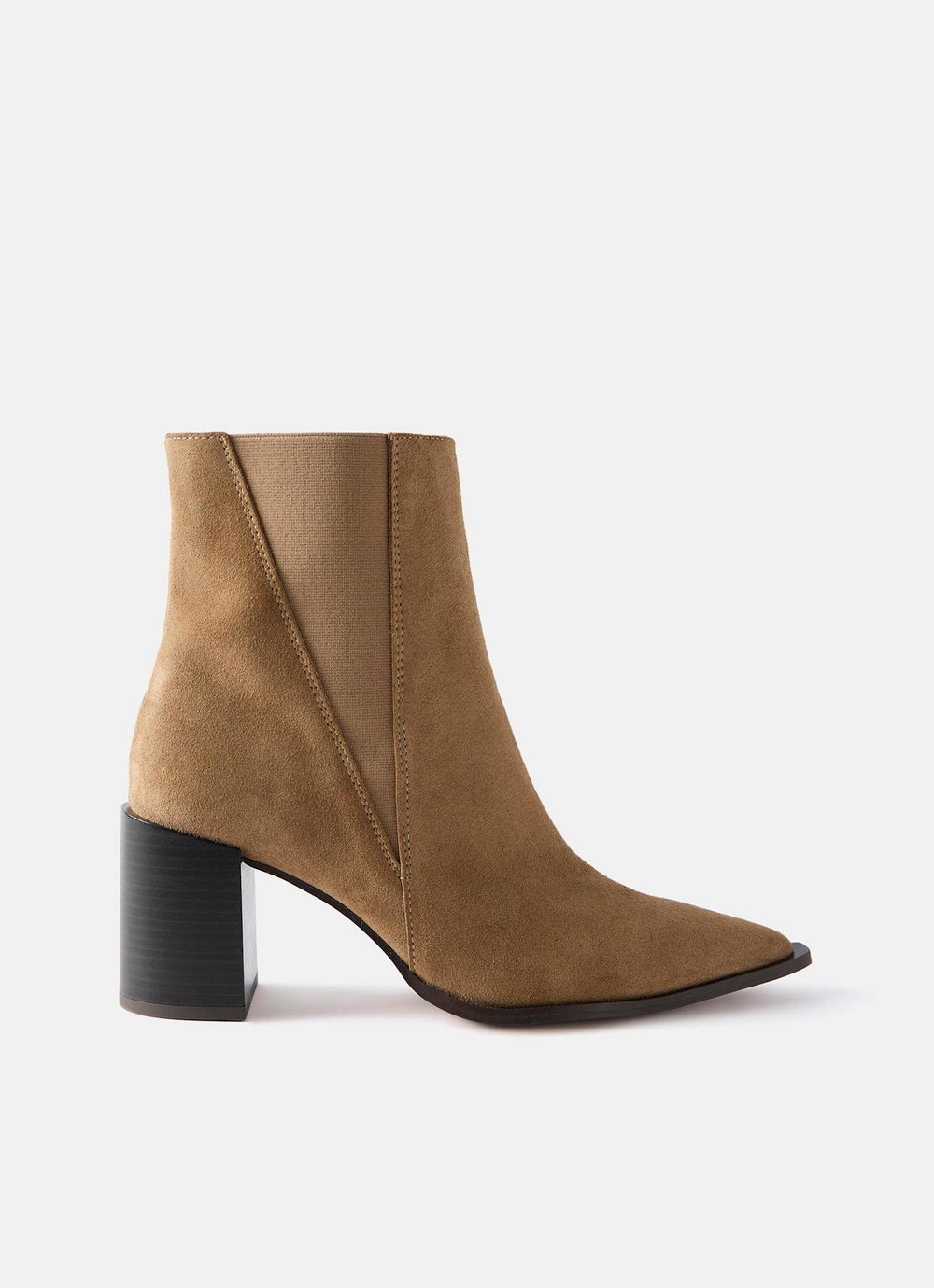 Noa Neutral Suede Block Heel Boots