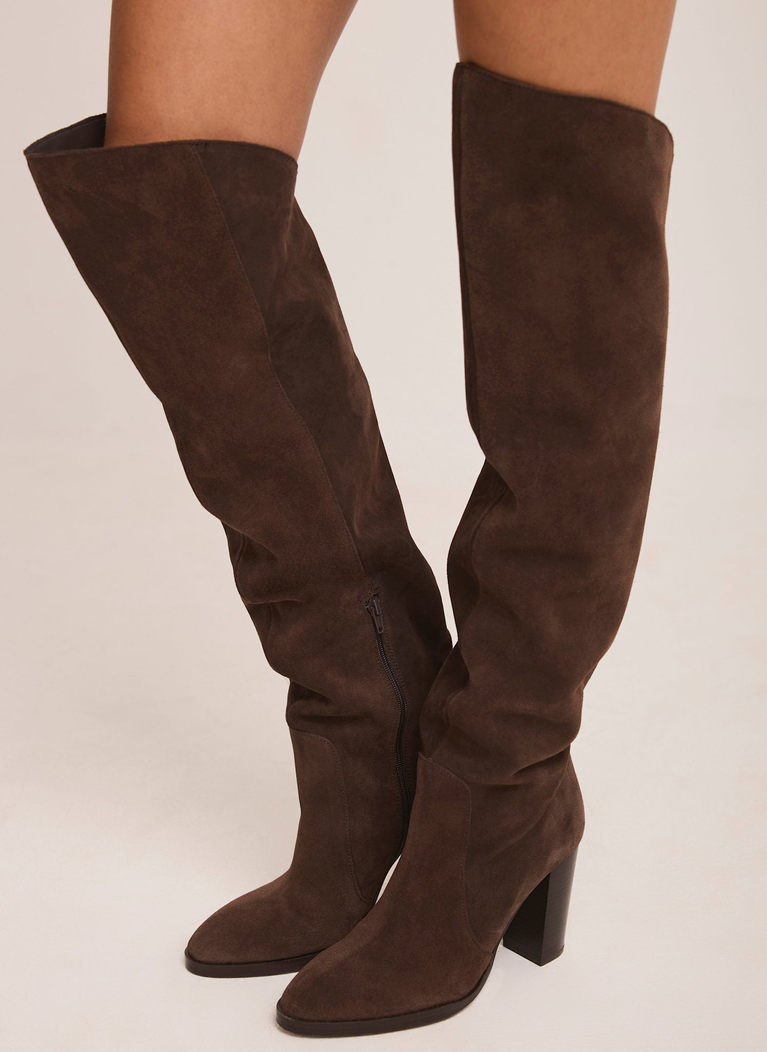 Nova Brown Suede Long Boots – Mint Velvet