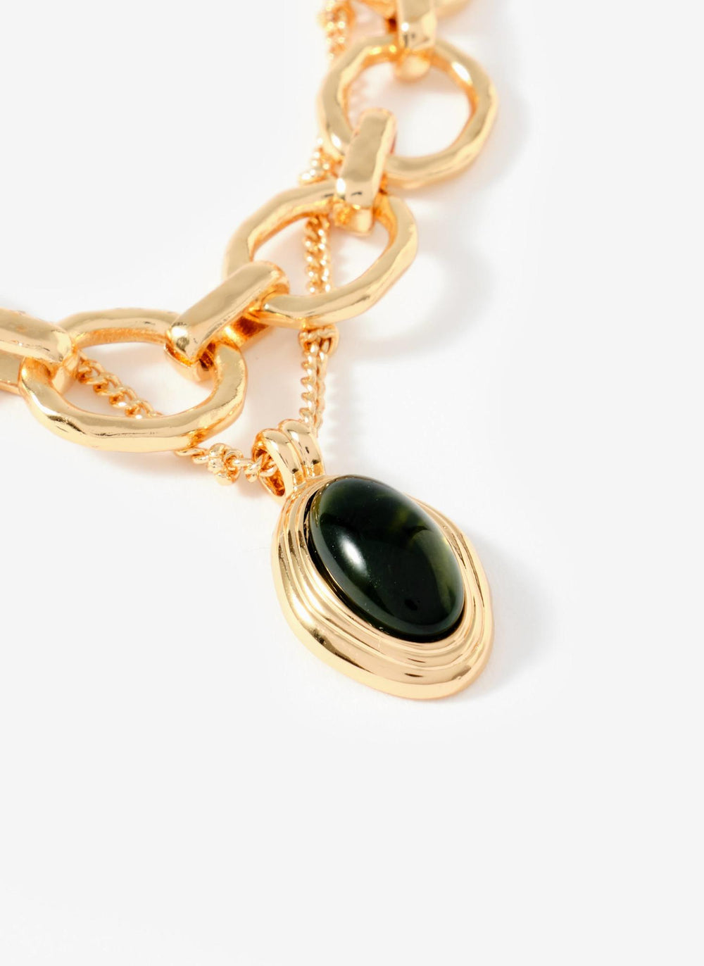 Gold Tone Green Resin Layered Bracelet