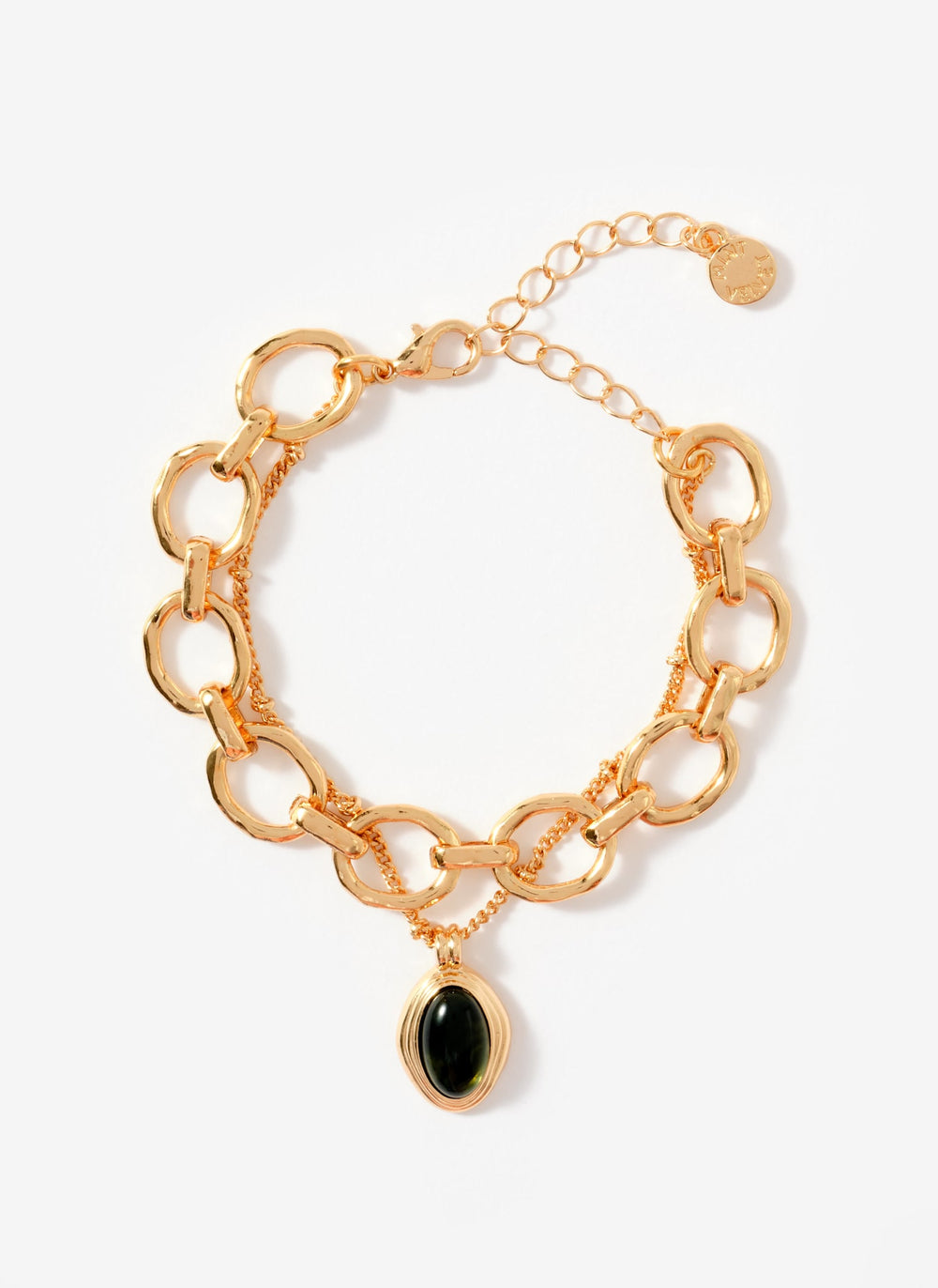 Gold Tone Green Resin Layered Bracelet