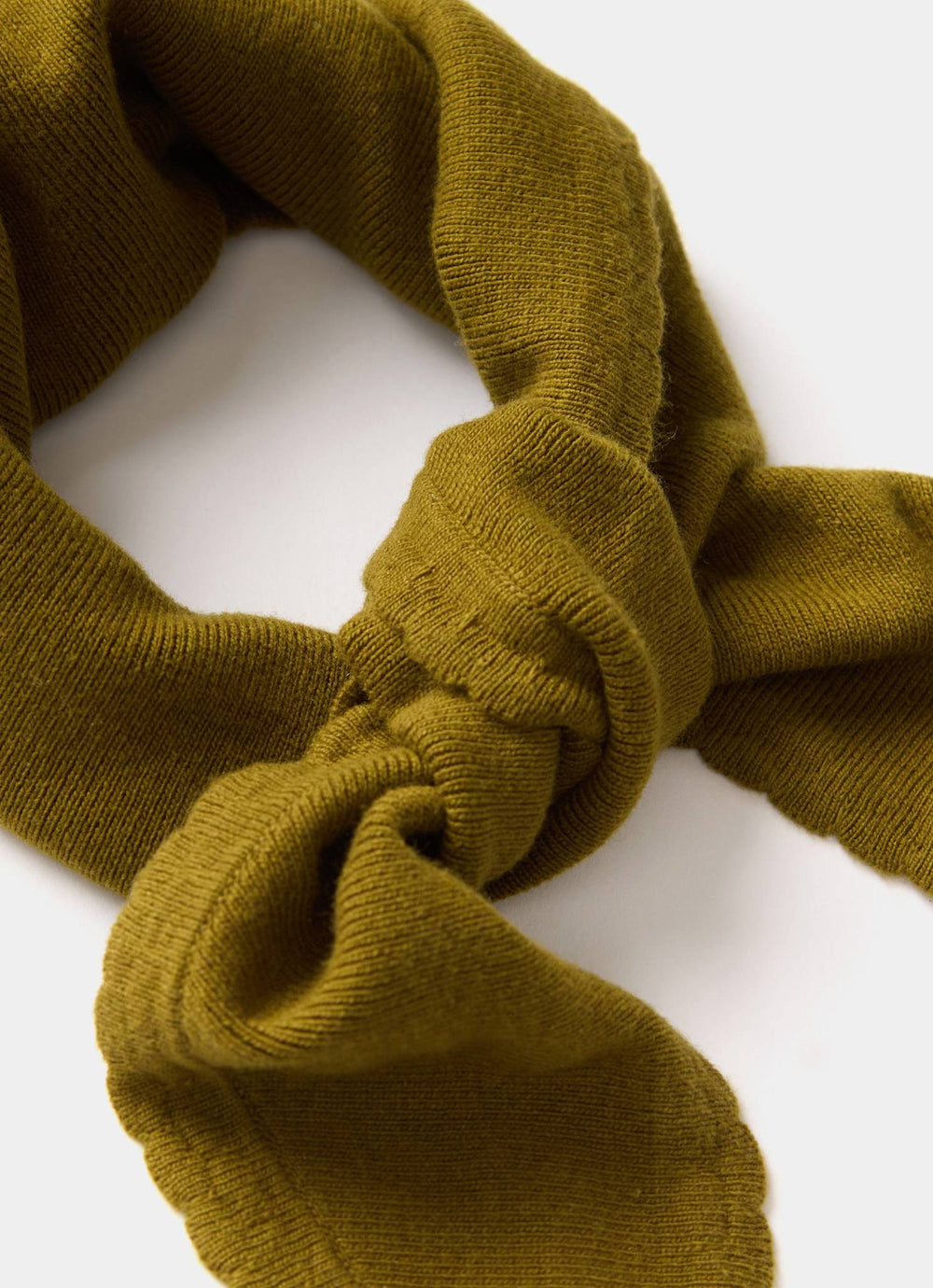 Olive Green Scallop Edge Knit Scarf