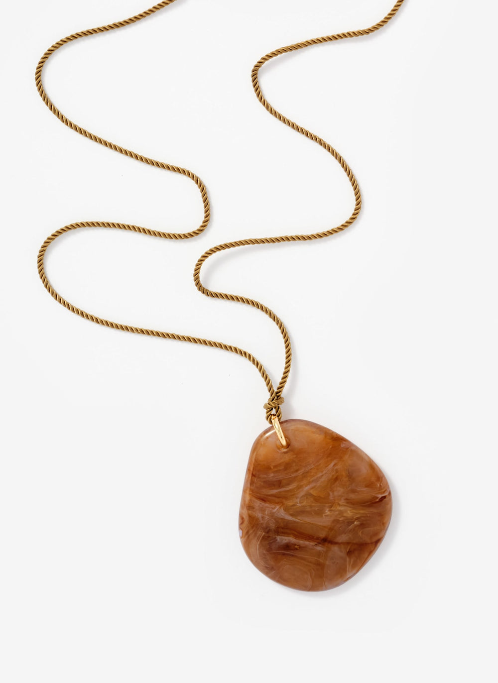 Khaki Cord Stone Pendant Necklace