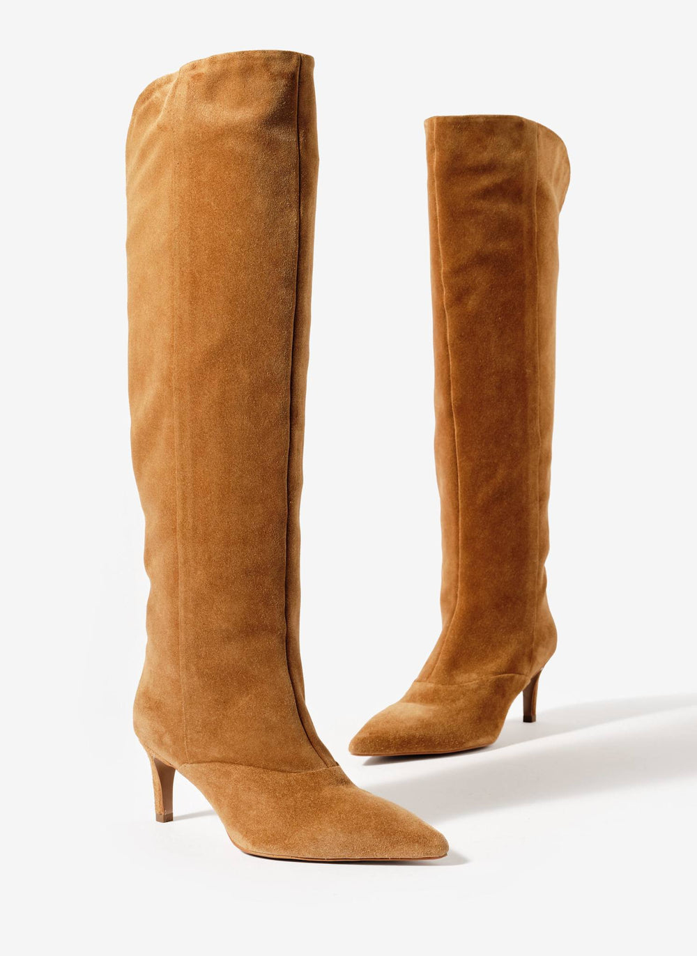 Olivia Tan Suede Knee High Boots