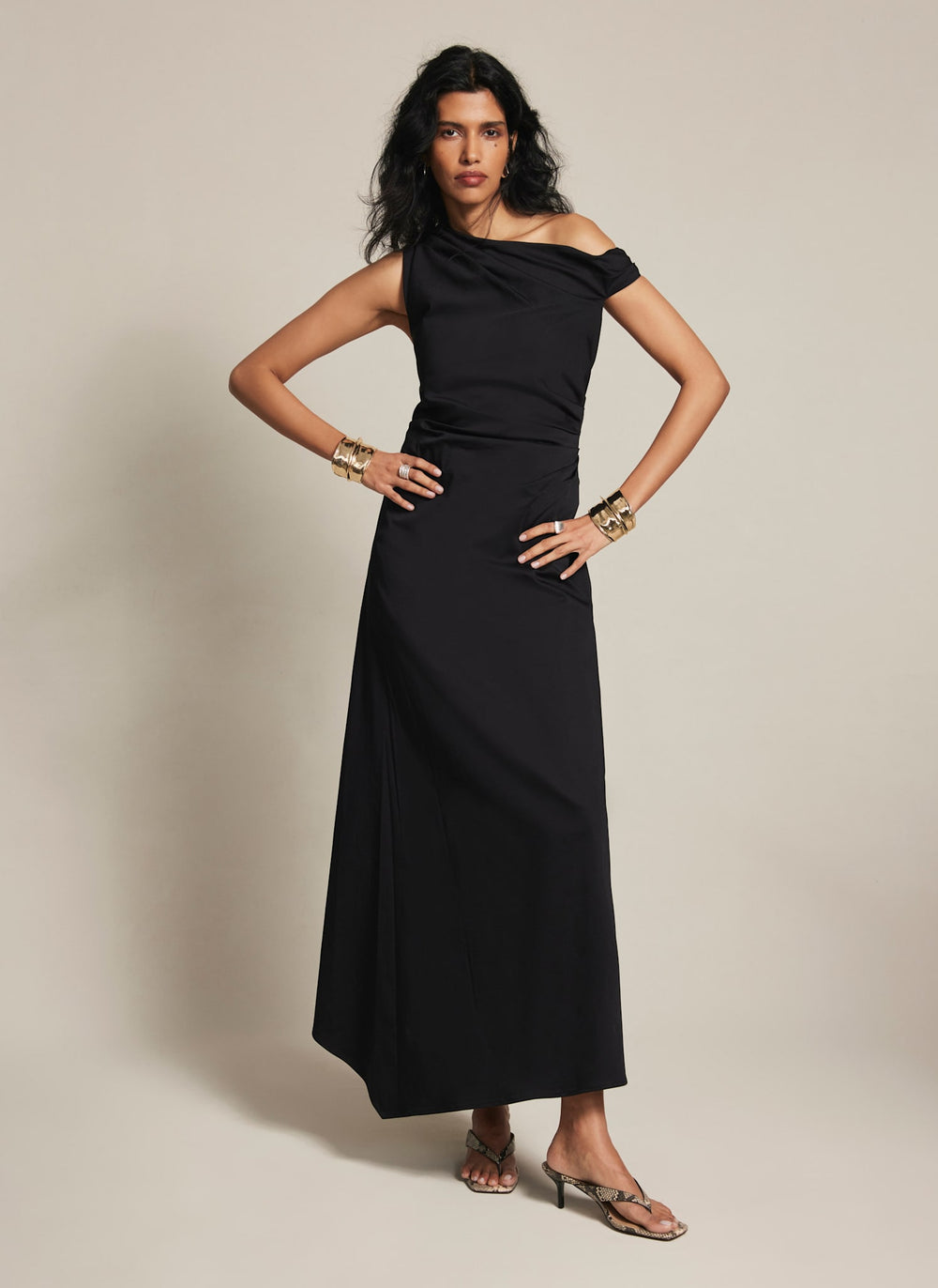 Black One Shoulder Maxi Dress