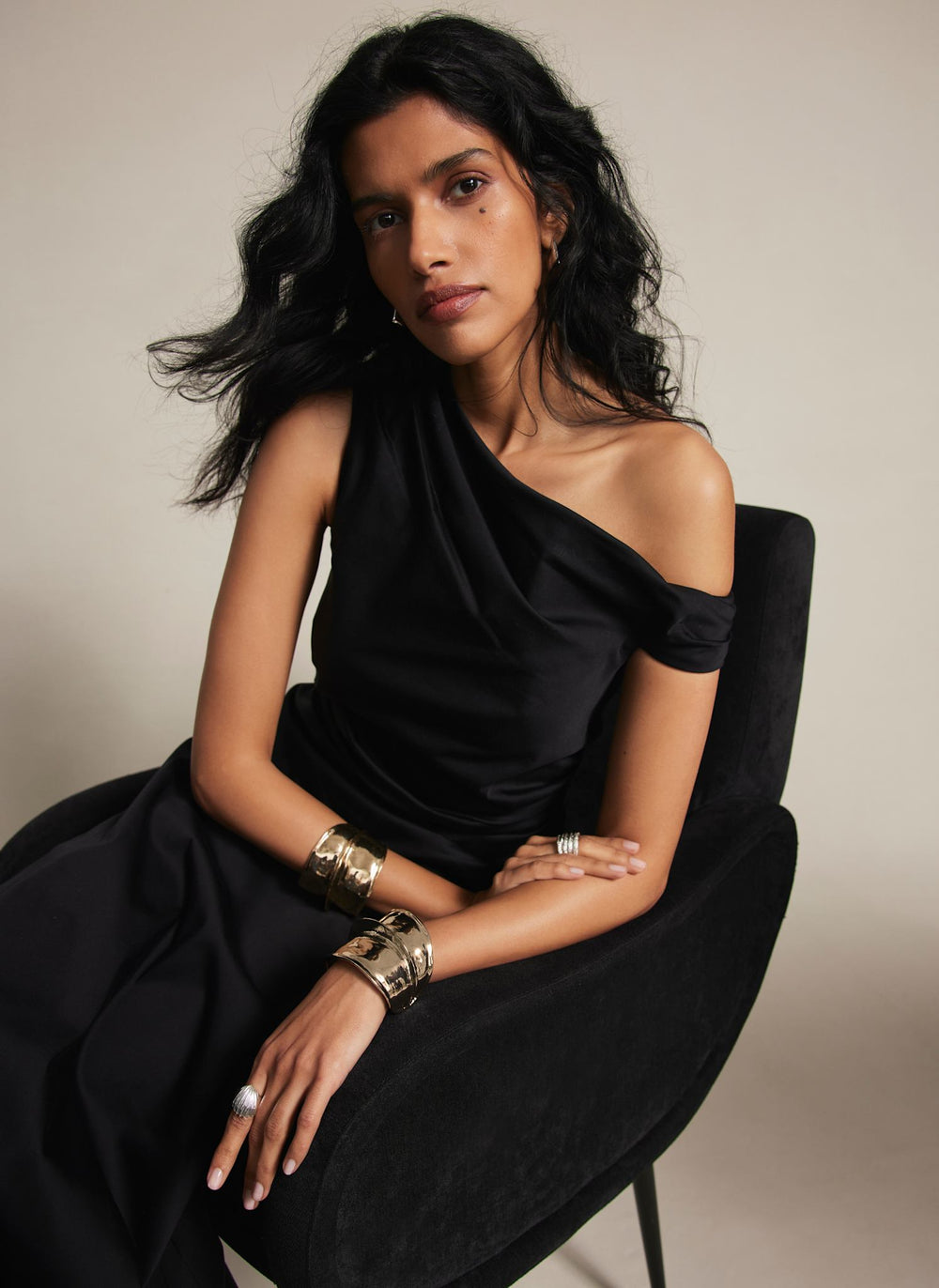Black One Shoulder Maxi Dress