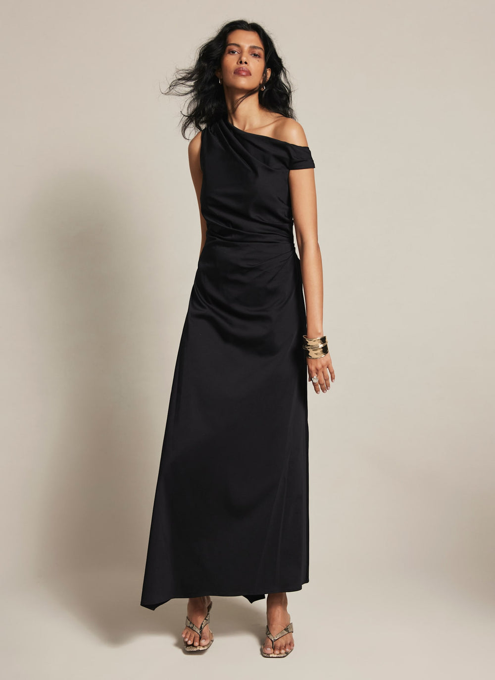 Black One Shoulder Maxi Dress