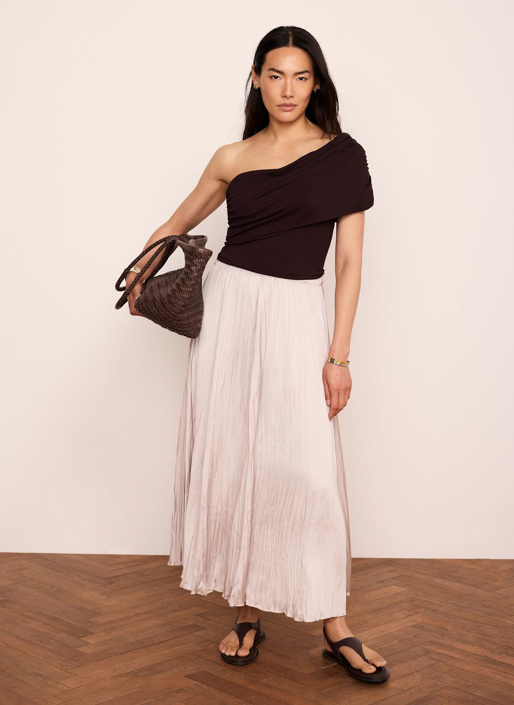 Neutral Crinkle Maxi Skirt